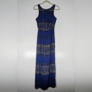 Lush Blue Patterned Maxi Dress